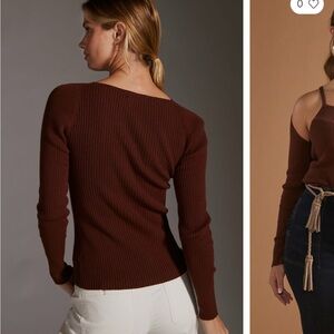 NWT- Brown ribbed cut-out  sweater from Anthropologie.